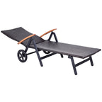 Outdoor Folding Rattan Reclining Chair Adjustable Patio Chaise Lounge