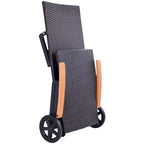 Outdoor Folding Rattan Reclining Chair Adjustable Patio Chaise Lounge