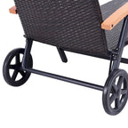 Outdoor Folding Rattan Reclining Chair Adjustable Patio Chaise Lounge