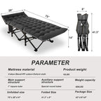 DoCred Portable Folding Camping Cot with 2 Side Mattress, 600 lbs