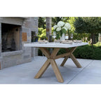 Cordelia 6-Piece Ivory Composite, Wheat Wicker and Eucalyptus Wash Rectangle Dining Set