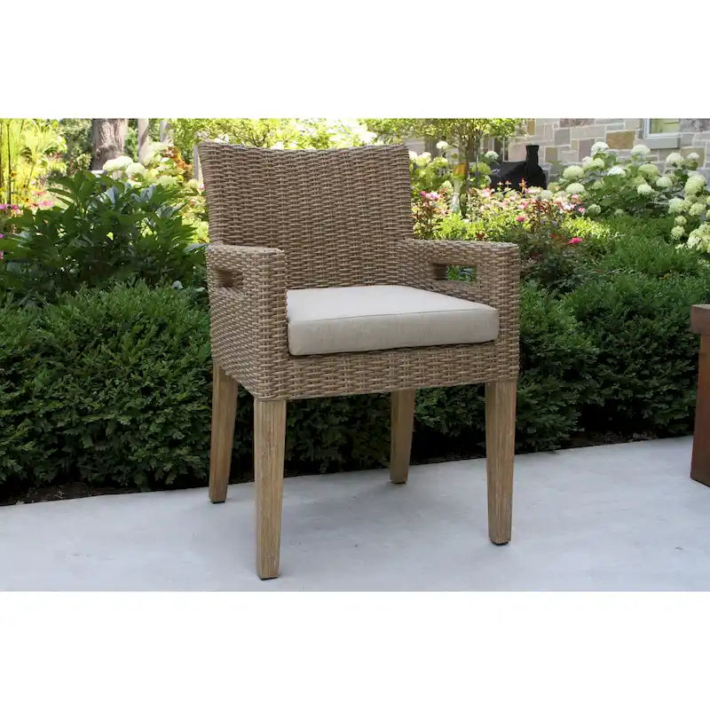 Cordelia 6-Piece Ivory Composite, Wheat Wicker and Eucalyptus Wash Rectangle Dining Set