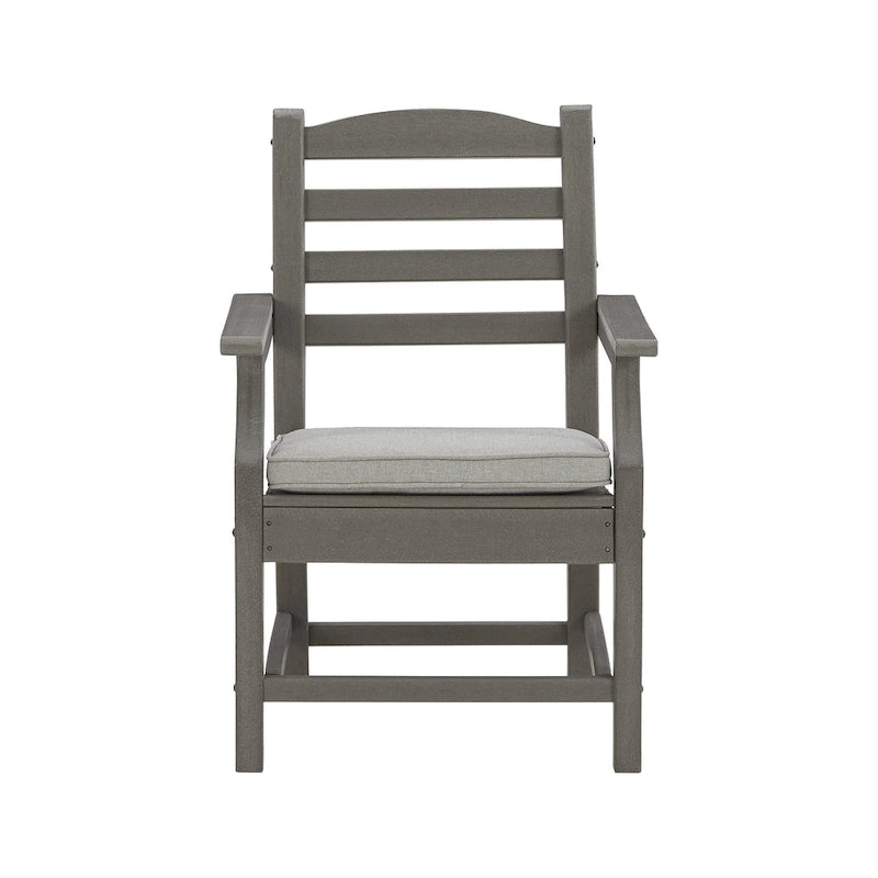 Signature Design by Ashley Visola Gray Outdoor Poly All Weather Arm Chair with Cushion, Set of 2 - 24 W x 25 D x 37 H