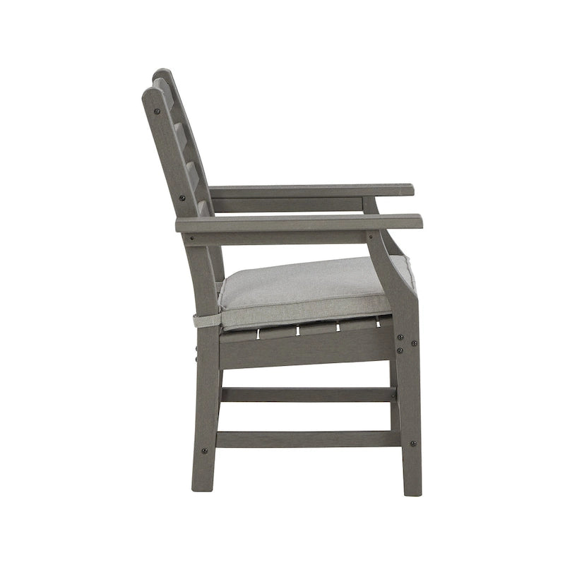 Signature Design by Ashley Visola Gray Outdoor Poly All Weather Arm Chair with Cushion, Set of 2 - 24 W x 25 D x 37 H
