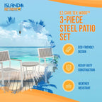 Island Retreat Ez-Care Tek-Wood 3-Piece Steel Patio Set - White and Slate Grey