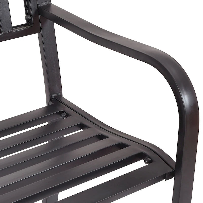 Patio Garden Bench Park Yard Loveseats with Cast Iron Frame