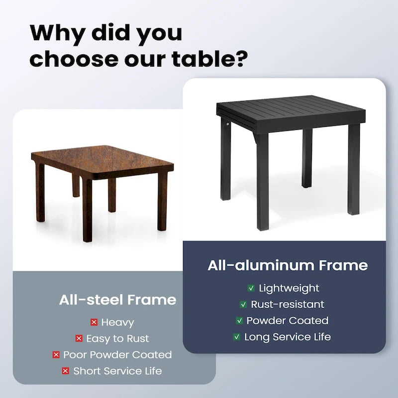 Pellebant Outdoor Extendable Patio Dining Table - 63  / 31.5  (L) x 31.5  W x 29.5  H