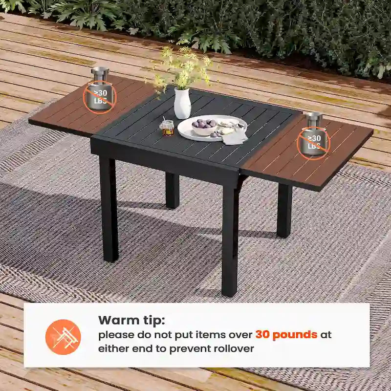 Pellebant Outdoor Extendable Patio Dining Table - 63  / 31.5  (L) x 31.5  W x 29.5  H
