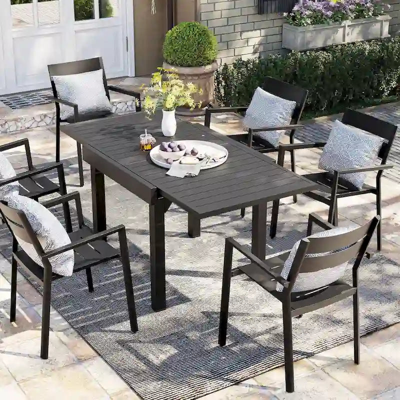 Pellebant Outdoor Extendable Patio Dining Table - 63  / 31.5  (L) x 31.5  W x 29.5  H