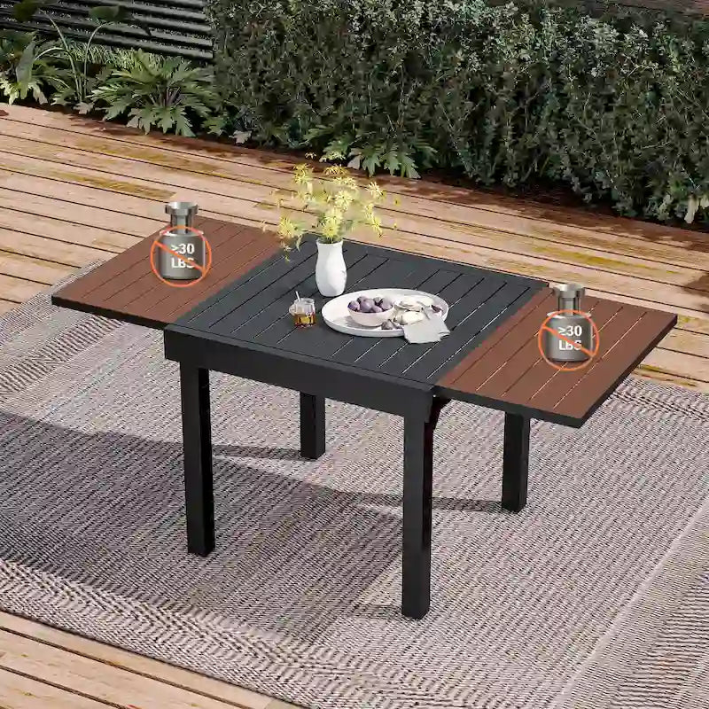 Pellebant Outdoor Extendable Patio Dining Table - 63  / 31.5  (L) x 31.5  W x 29.5  H