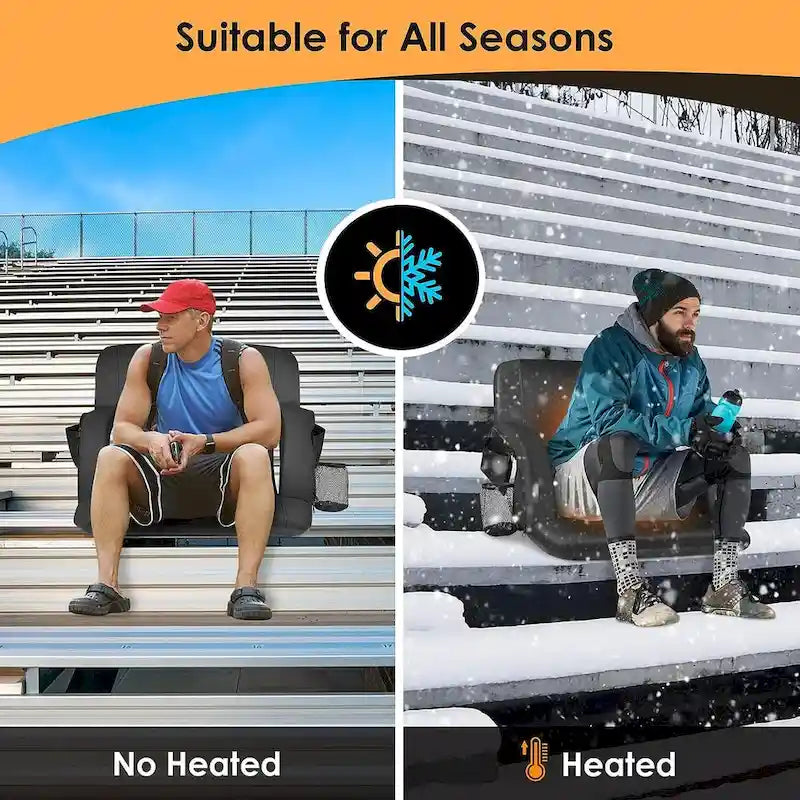 25 Inch 2 Pack Heated Stadium Seats for Bleachers Portable Bleacher Seat Foldable Stadium Chair
