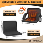 25 Inch 2 Pack Heated Stadium Seats for Bleachers Portable Bleacher Seat Foldable Stadium Chair