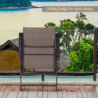 Folding Sling Chair Patio Furniture Set of 2 Armchairs Brown