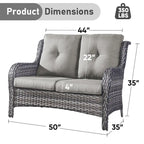 Gymojoy Patio Rattan Loveseat Sofa Outdoor Wicker Loveseat