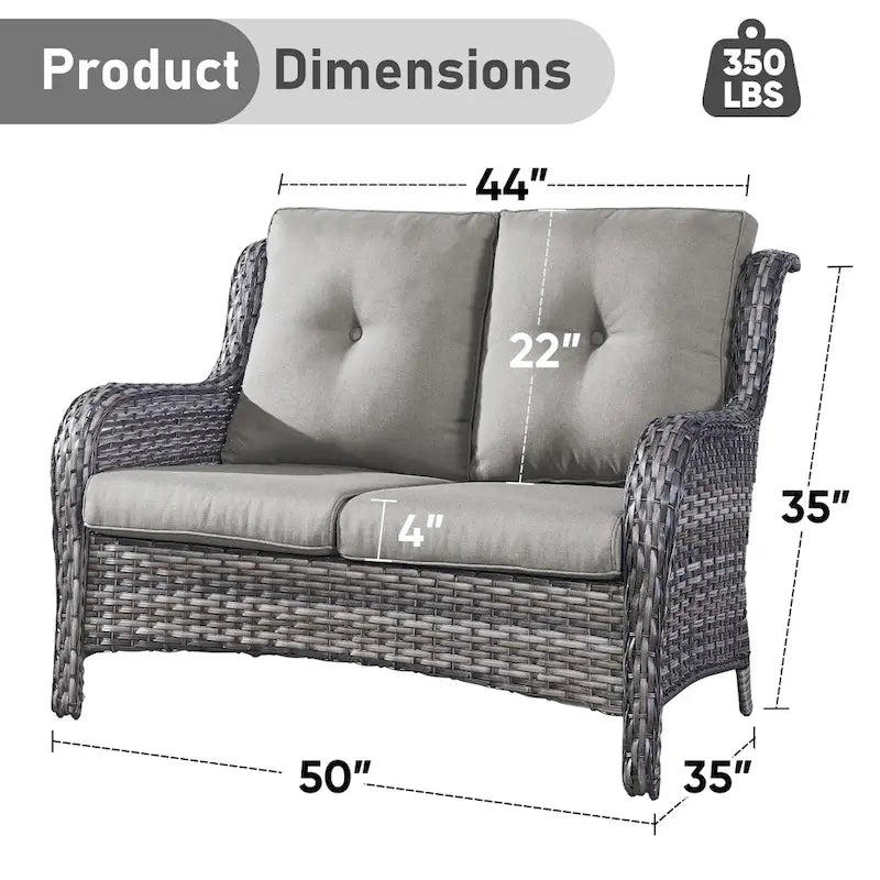 Gymojoy Patio Rattan Loveseat Sofa Outdoor Wicker Loveseat