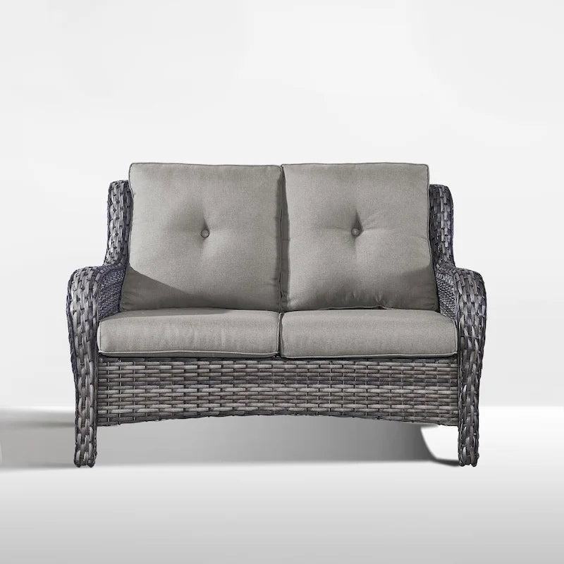 Gymojoy Patio Rattan Loveseat Sofa Outdoor Wicker Loveseat