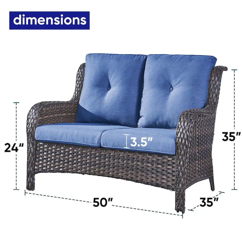 Gymojoy Patio Rattan Loveseat Sofa Outdoor Wicker Loveseat