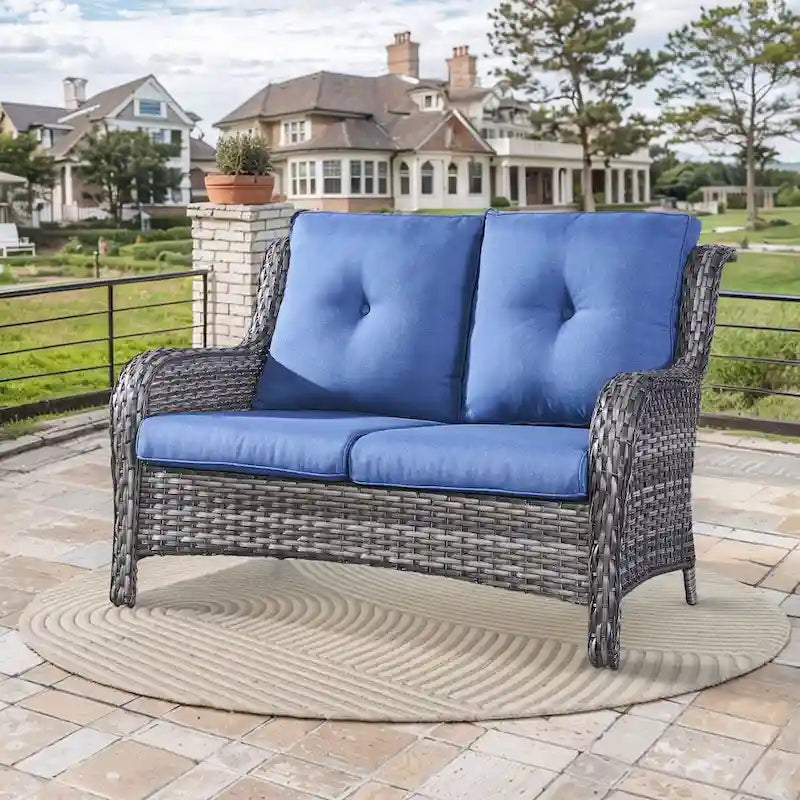 Gymojoy Patio Rattan Loveseat Sofa Outdoor Wicker Loveseat