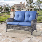 Gymojoy Patio Rattan Loveseat Sofa Outdoor Wicker Loveseat