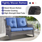 Gymojoy Patio Rattan Loveseat Sofa Outdoor Wicker Loveseat