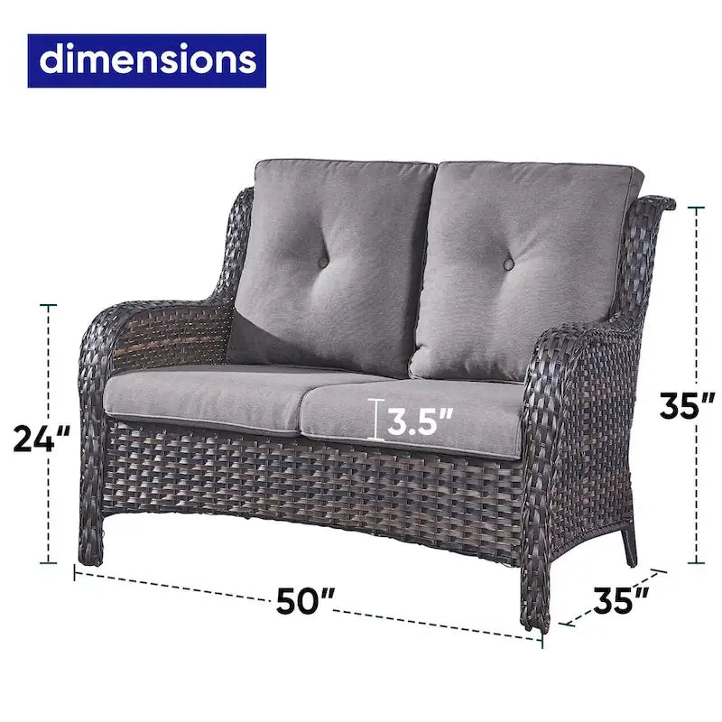 Gymojoy Patio Rattan Loveseat Sofa Outdoor Wicker Loveseat