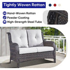 Gymojoy Patio Rattan Loveseat Sofa Outdoor Wicker Loveseat