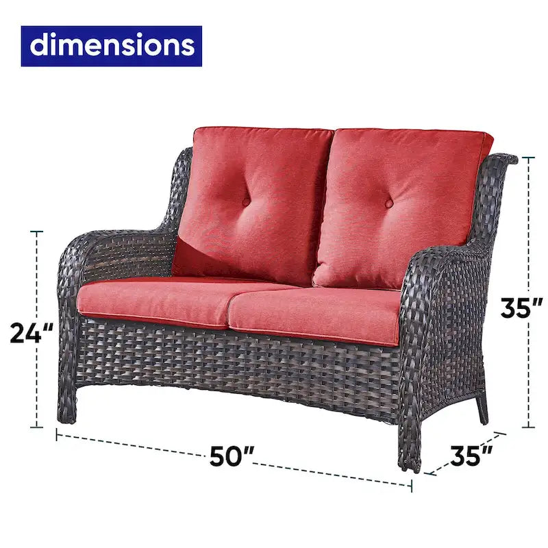 Gymojoy Patio Rattan Loveseat Sofa Outdoor Wicker Loveseat