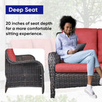 Gymojoy Patio Rattan Loveseat Sofa Outdoor Wicker Loveseat