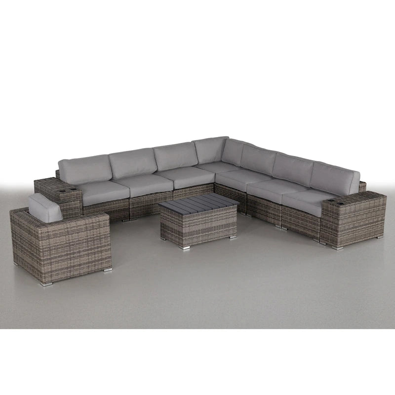 LSI Wicker 7 - Person Seating Group with Cushions