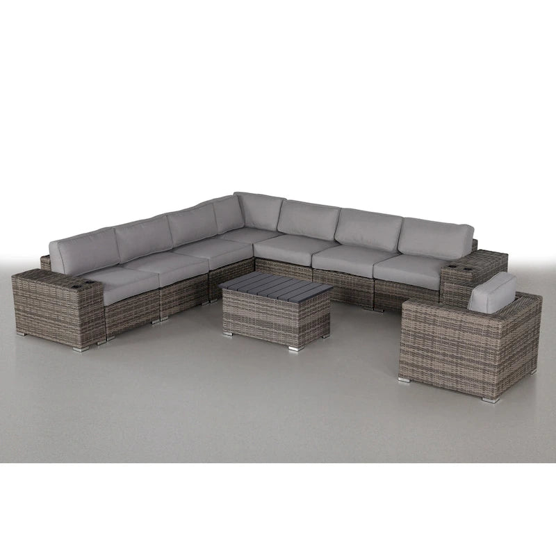 LSI Wicker 7 - Person Seating Group with Cushions