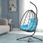 Swing Egg Chair Hammock Chair Indoor Outdoor Patio Cushion Steel Stand - 77 H