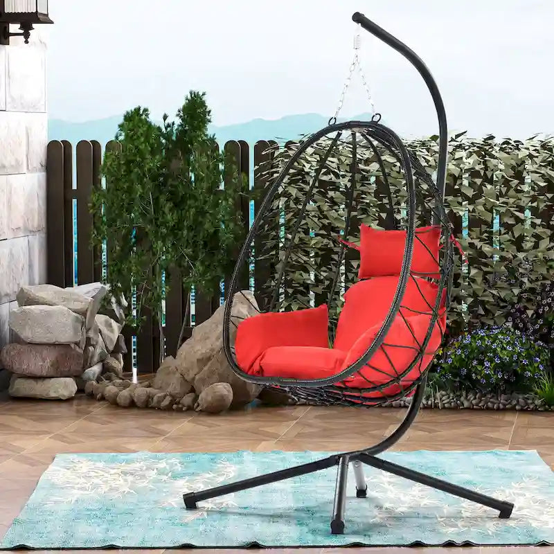 Swing Egg Chair Hammock Chair Indoor Outdoor Patio Cushion Steel Stand - 77 H