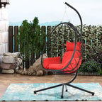Swing Egg Chair Hammock Chair Indoor Outdoor Patio Cushion Steel Stand - 77 H