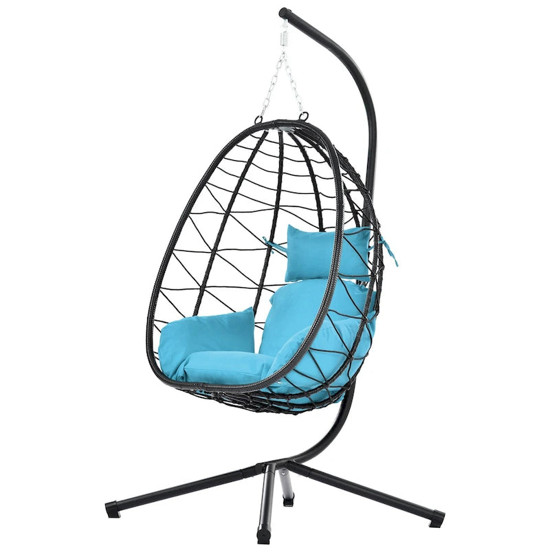 Swing Egg Chair Hammock Chair Indoor Outdoor Patio Cushion Steel Stand - 77 H