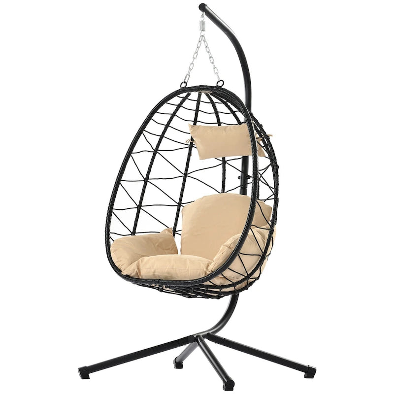 Swing Egg Chair Hammock Chair Indoor Outdoor Patio Cushion Steel Stand - 77 H