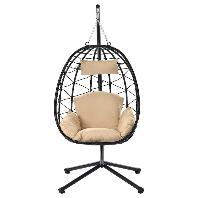 Swing Egg Chair Hammock Chair Indoor Outdoor Patio Cushion Steel Stand - 77 H