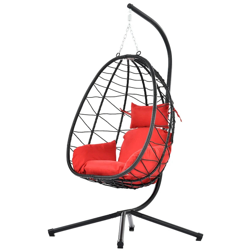 Swing Egg Chair Hammock Chair Indoor Outdoor Patio Cushion Steel Stand - 77 H
