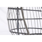 1-Person Gray Metal Porch Swing Egg Chair with Stand and Cushion