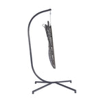 1-Person Gray Metal Porch Swing Egg Chair with Stand and Cushion