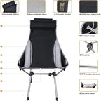 Camping Chair, Backpackable Chair, High Back Foldable Chair, Compact, Heavy-Duty w/Headrest Pillow for Outdoor, Hiking, Travel