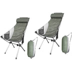 Camping Chair, Backpackable Chair, High Back Foldable Chair, Compact, Heavy-Duty w/Headrest Pillow for Outdoor, Hiking, Travel