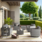 HOOOWOOO 9-piece Handwoven Wicker Patio Sectional Set with Swivel Rocking Chair