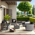 HOOOWOOO 9-piece Handwoven Wicker Patio Sectional Set with Swivel Rocking Chair