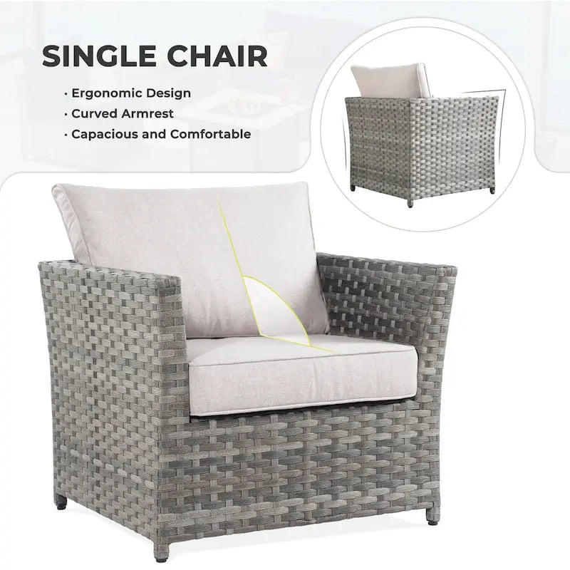 HOOOWOOO 9-piece Handwoven Wicker Patio Sectional Set with Swivel Rocking Chair