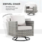 HOOOWOOO 9-piece Handwoven Wicker Patio Sectional Set with Swivel Rocking Chair