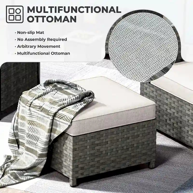 HOOOWOOO 9-piece Handwoven Wicker Patio Sectional Set with Swivel Rocking Chair
