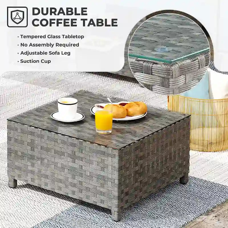 HOOOWOOO 9-piece Handwoven Wicker Patio Sectional Set with Swivel Rocking Chair