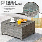 HOOOWOOO 9-piece Handwoven Wicker Patio Sectional Set with Swivel Rocking Chair