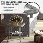 HOOOWOOO 9-piece Handwoven Wicker Patio Sectional Set with Swivel Rocking Chair