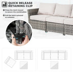 HOOOWOOO 9-piece Handwoven Wicker Patio Sectional Set with Swivel Rocking Chair